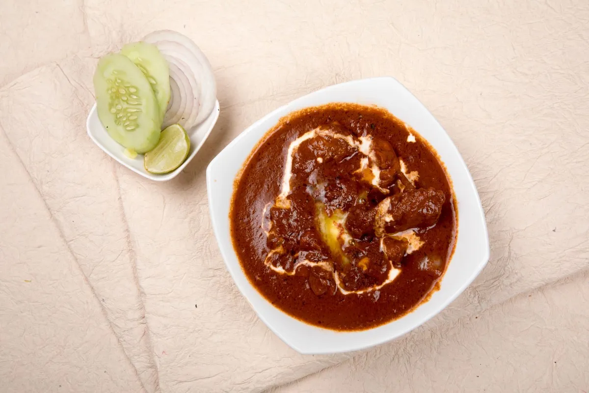 A bowl of rajma masala curry with kidney beans