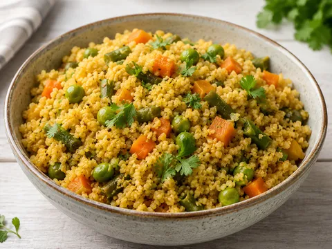 A bowl of savoury vegetable dalia